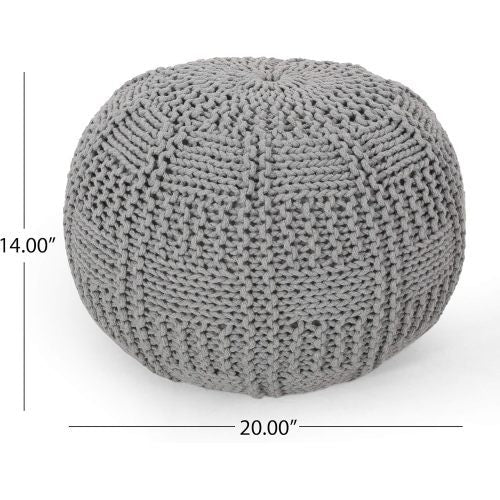 Yuny Knitted Cotton 20 X 20 Round Pouf