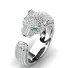 Gold And Silver Leopard Head Full Diamond Ring