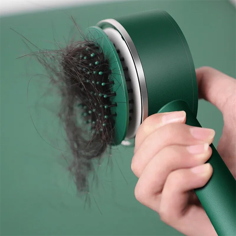 Self-cleaning hairbrush