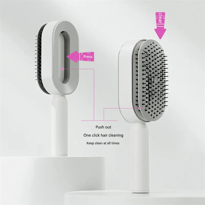 Self-cleaning hairbrush