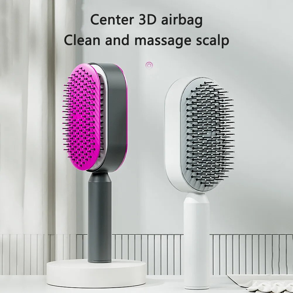 Self-cleaning hairbrush