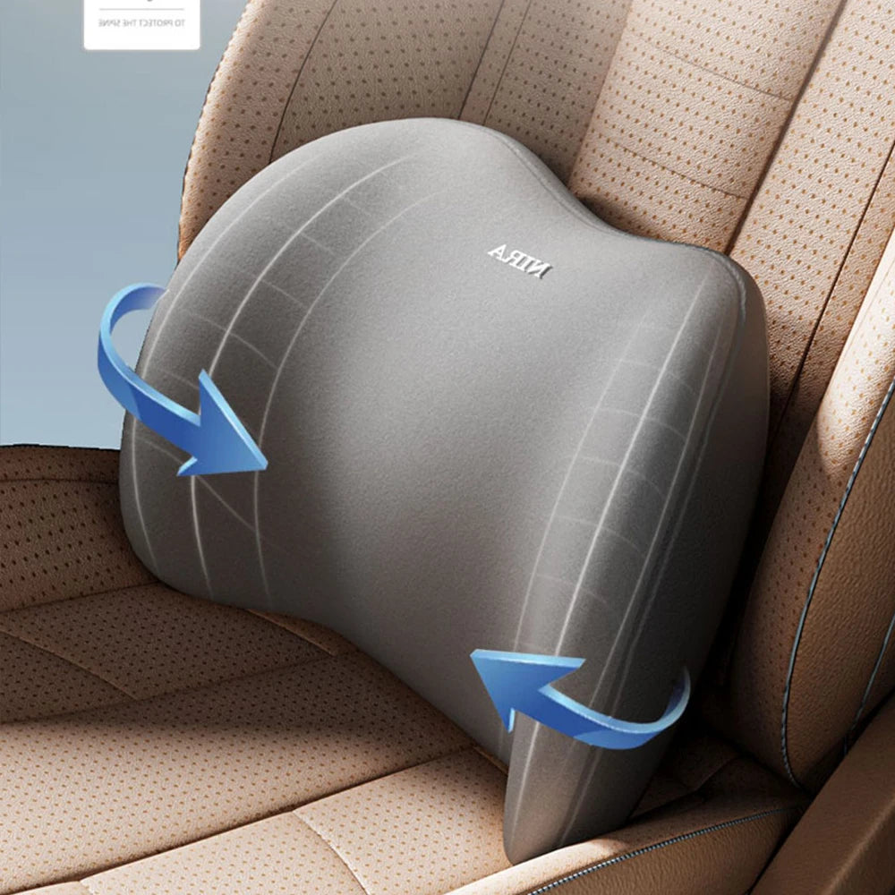 Car headrest neck and waist pillow with memory foam