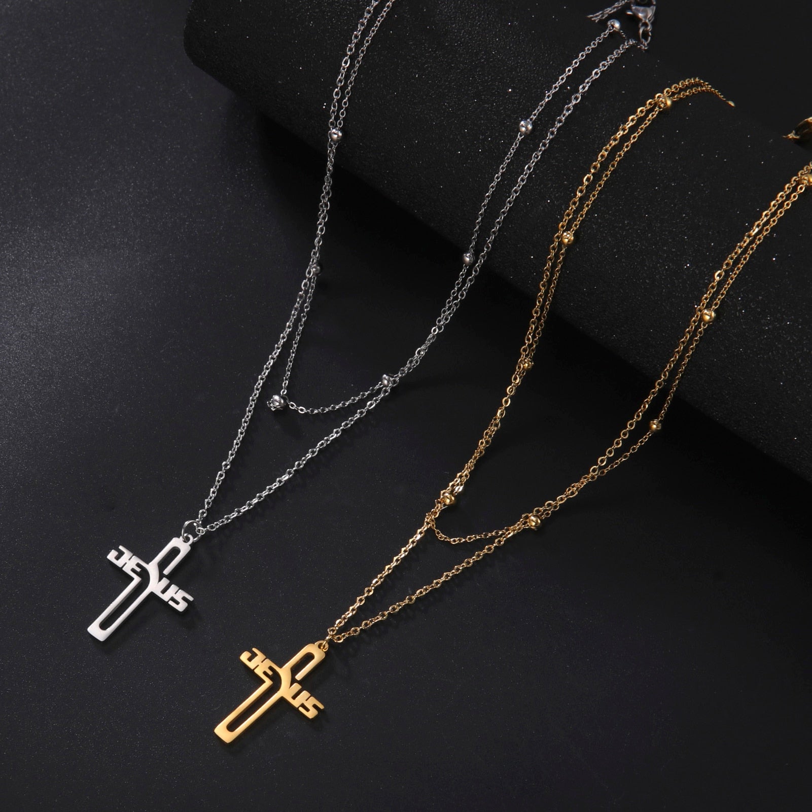 Timeless Faith: Stainless Steel Jesus Cross Pendant Necklace-for Women Men