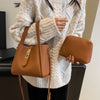 Retro Shoulder Messenger Bag Textured Portable Bucket Bag