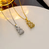 Women's Elegant Fashion Bear Zircon Titanium Steel Necklace