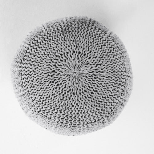 Yuny Knitted Cotton 20 X 20 Round Pouf